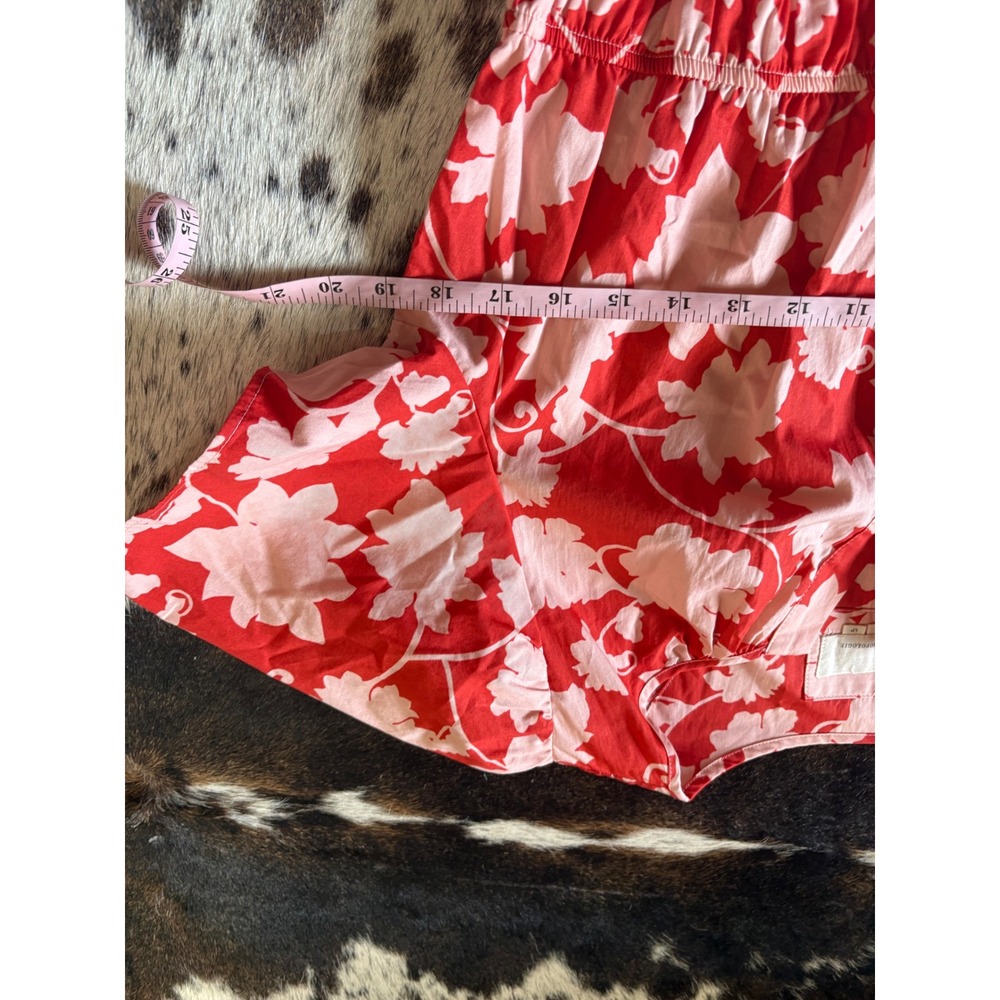 ANTHROPOLOGIE Somerset Mini Dress Womens Red Peach All Over Print Floral Size LP - Picture 10 of 11